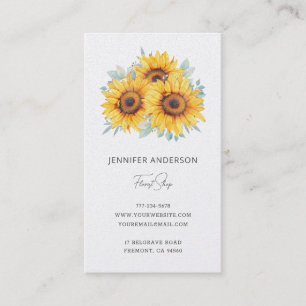 Tarjeta De Visita Florista de girasoles de vegetación con acuarela