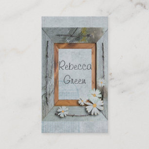 Tarjeta De Visita florista de madera de la margarita blanca del