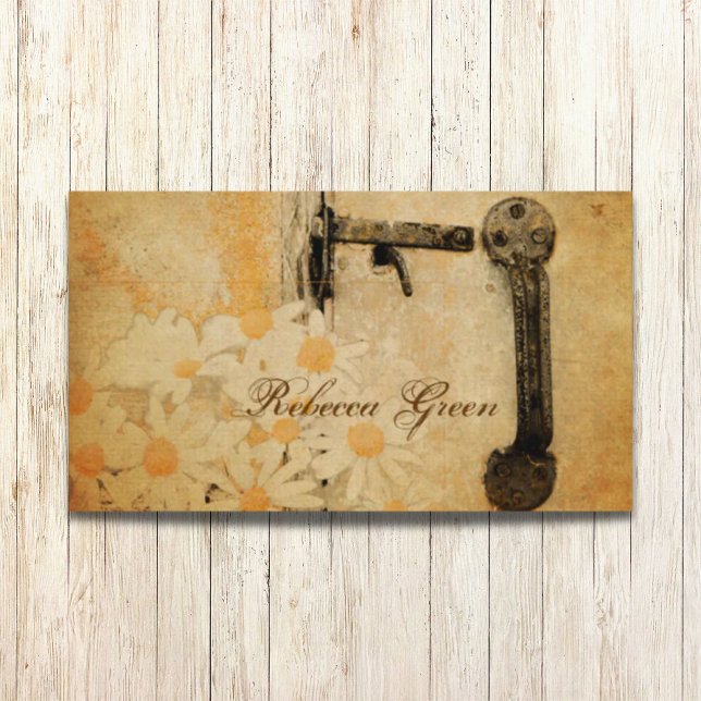 Tarjeta De Visita florista de margarita blanca de madera de grano mo (modern barn wood white daisy florist business card)