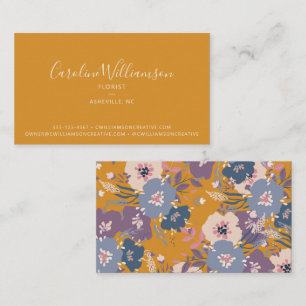 Tarjeta De Visita Florista floral botánico amarillo boho moderno