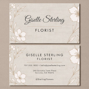 Tarjeta De Visita Florista Flores Botánicas Florales Lino