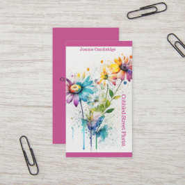 Tarjeta de visita florista. Flores estilizadas.