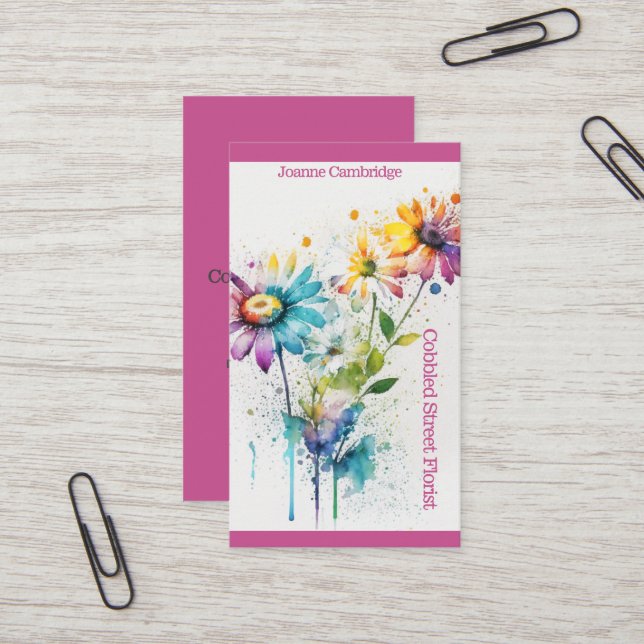 Tarjeta de visita florista. Flores estilizadas. (Anverso/Reverso In Situ)