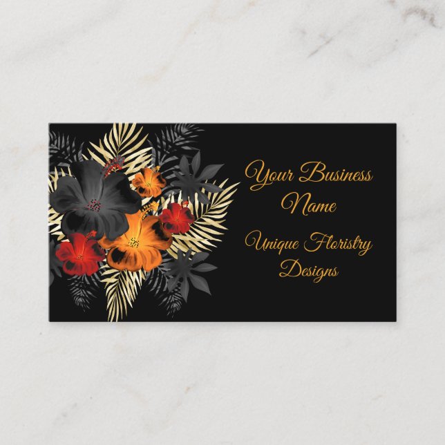 Tarjeta De Visita florista florista floral rojo Naranja (Anverso)