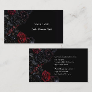 Tarjeta De Visita Florista gótica alternativa de florales oscuras