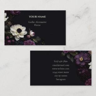 Tarjeta De Visita Florista gótica alternativa de flores oscuras