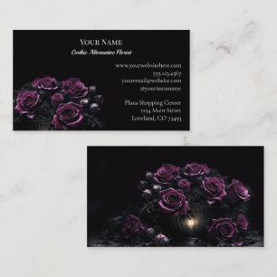 Tarjeta De Visita Florista gótica alternativa de flores oscuras