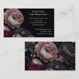 Tarjeta De Visita Florista gótica alternativa de flores oscuras