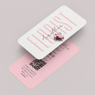 Tarjeta De Visita Florista rosa pastel estético Boho Bouquet