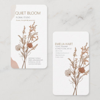 Tarjeta De Visita Florista Vertical de Flores Silvestres Secas Minim