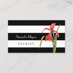 Tarjeta De Visita Floristería de franja negra roja