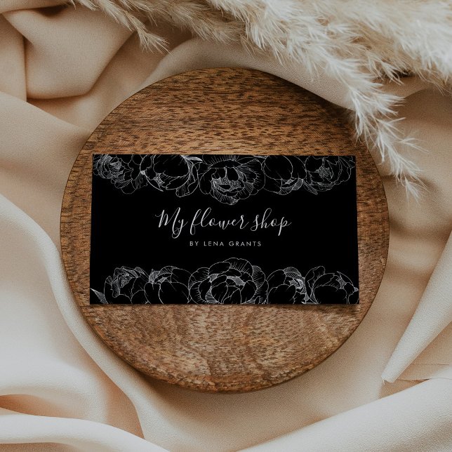 Tarjeta De Visita Floristería de moda elegante de peonías (Subido por el creador)