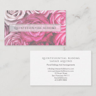 Tarjeta De Visita Floristería de Rosa Rosa Elegante
