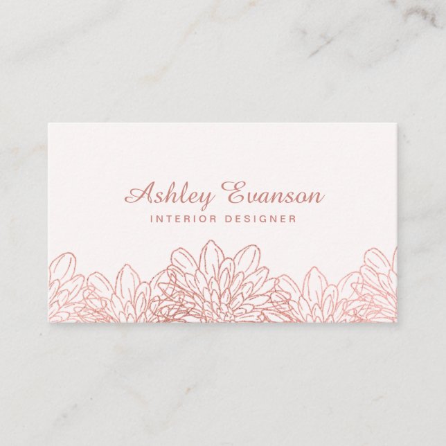 Tarjeta De Visita Floristería floral Rosa Gold Profesional Rosa (Anverso)