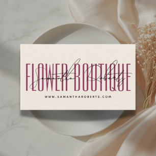 Tarjeta De Visita Floristería moderna boutique de flores beige rojo