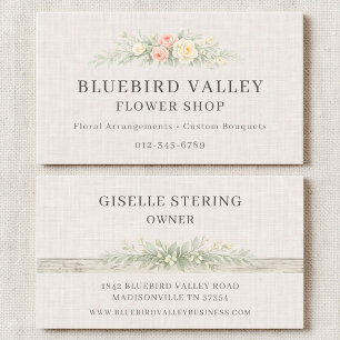 Tarjeta De Visita Floristería Shabby Chic Lino Campo