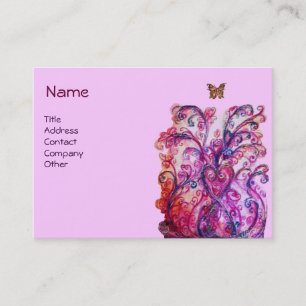 Tarjeta De Visita FLorituras CAPRICHOSAS rojo rosa púrpura blanco br