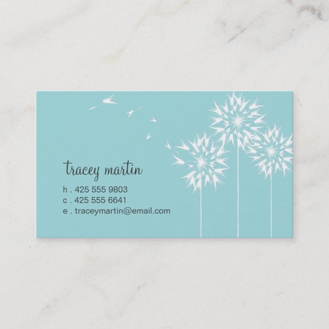 Tarjeta de visita flotante del diente de león (Anverso)