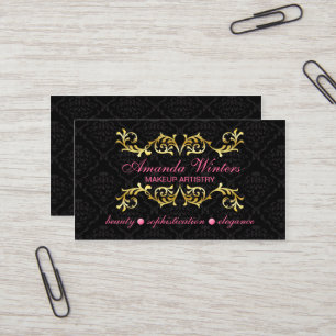 Tarjeta De Visita Flourish elegante y damasco del oro