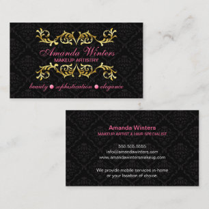 Tarjeta De Visita Flourish elegante y damasco del oro