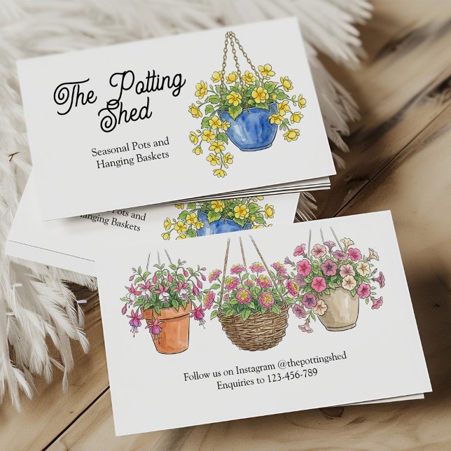 Tarjeta De Visita Flower Baskets Garden Center Plant Nursery IGC (Plant Nursery or IGC Business Card with Hanging Baskets)