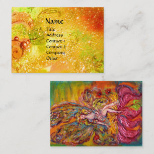 Tarjeta De Visita FLOWER FAIRY ON PINK IRIS Fantasía Oro Amarillo