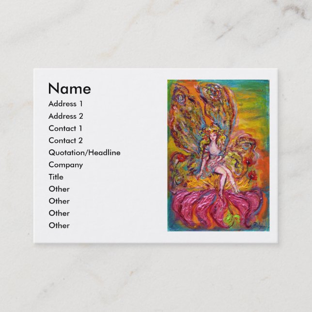 Tarjeta De Visita FLOWER FAIRY ON the PINK IRIS fantasy (Anverso)