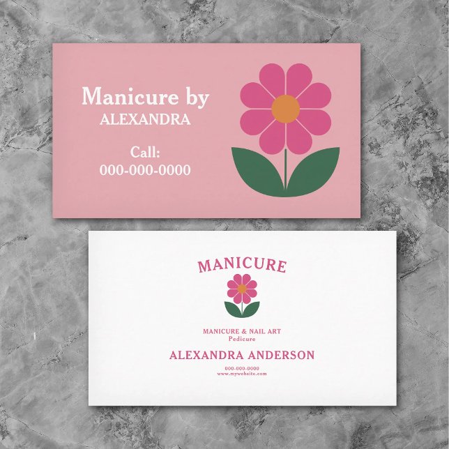 Tarjeta De Visita Flower & Manicure Pink (Flower & Manicure Pink Business Card)
