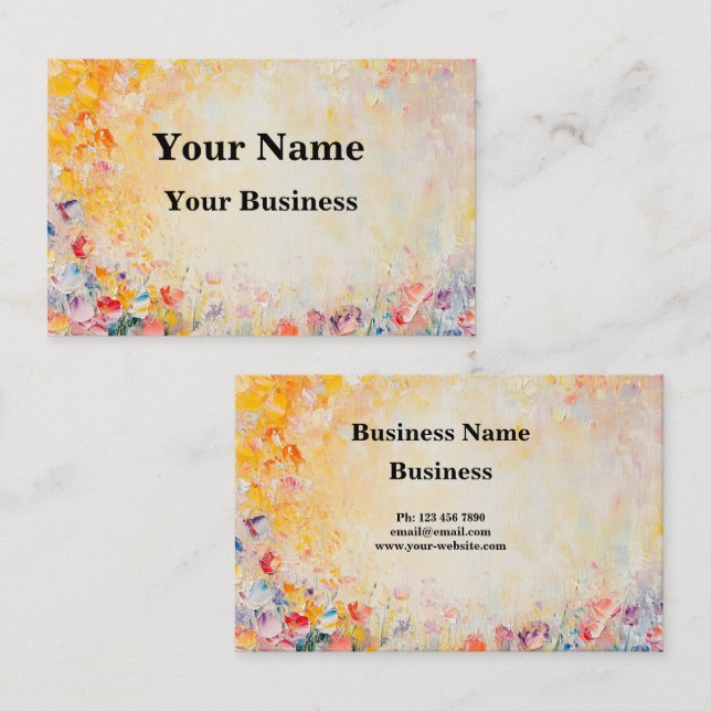 Tarjeta De Visita Flower Oilpainting (Anverso / Reverso)