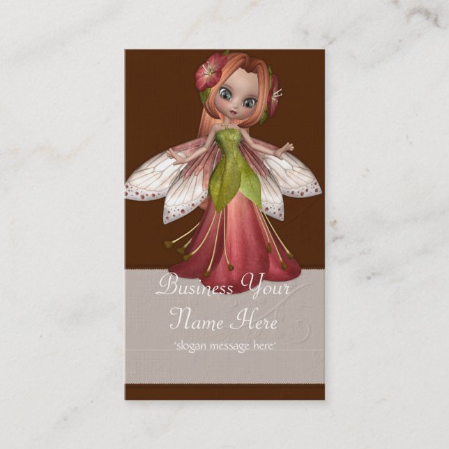 Tarjeta De Visita Flower Redhead Fairy Whimisme Fantasy (Anverso)