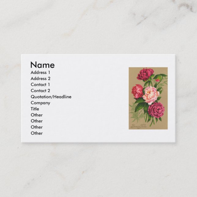 Tarjeta de visita Floweres (Anverso)