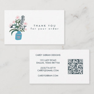 Tarjeta De Visita FLOWVASE QR Pedido de código Gracias Personalizado