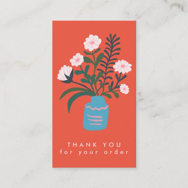 Tarjeta De Visita FLOWVASE QR Pedido de código Gracias Personalizado (Anverso)