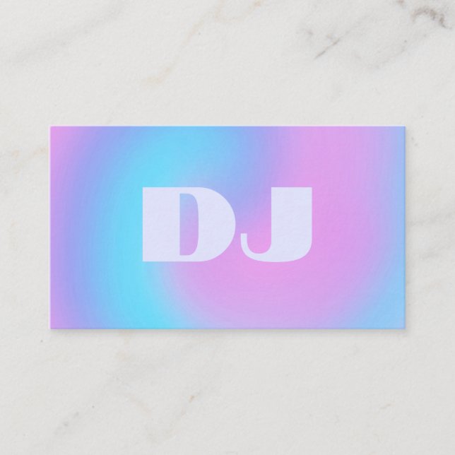 Tarjeta De Visita Fluid Art Pastel Lilac Light Blue Neon DJ (Anverso)
