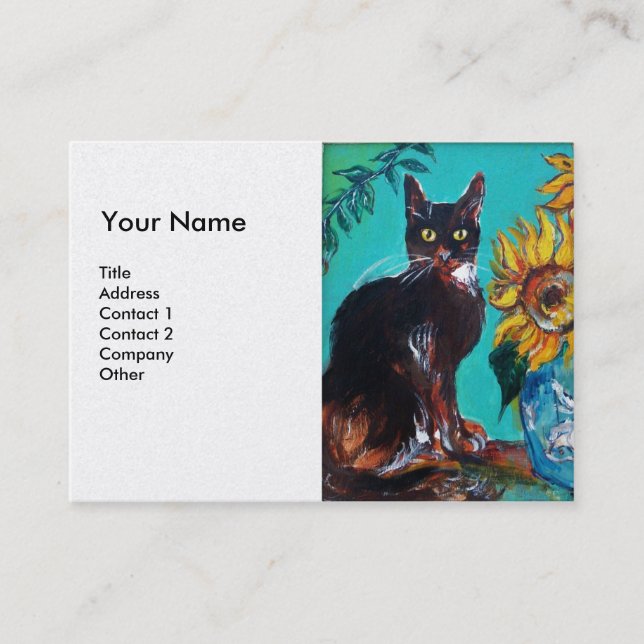 Tarjeta De Visita FLUJOS CON GATO NEGRO Perla Blanca Amarillo Verde (Anverso)