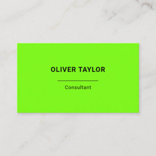 Tarjeta De Visita Fluorescente Verde Negro Diversión Minimalista Nom