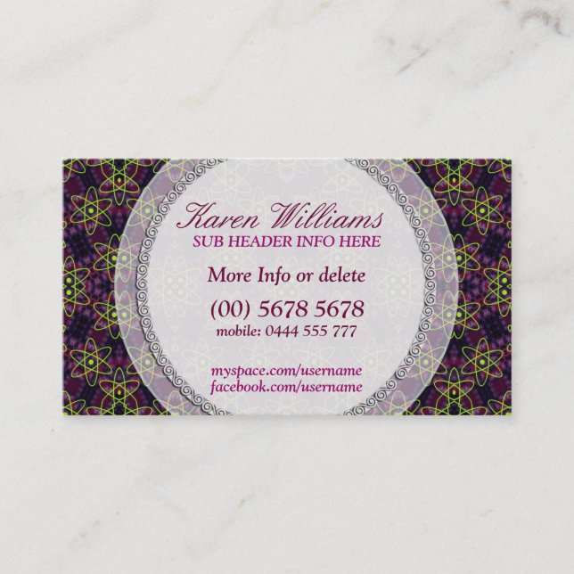 Tarjeta De Visita Fluro Green Space Science New Age Business Card (Anverso)