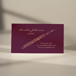 Tarjeta De Visita Flute Burgundy Elegant Profesional