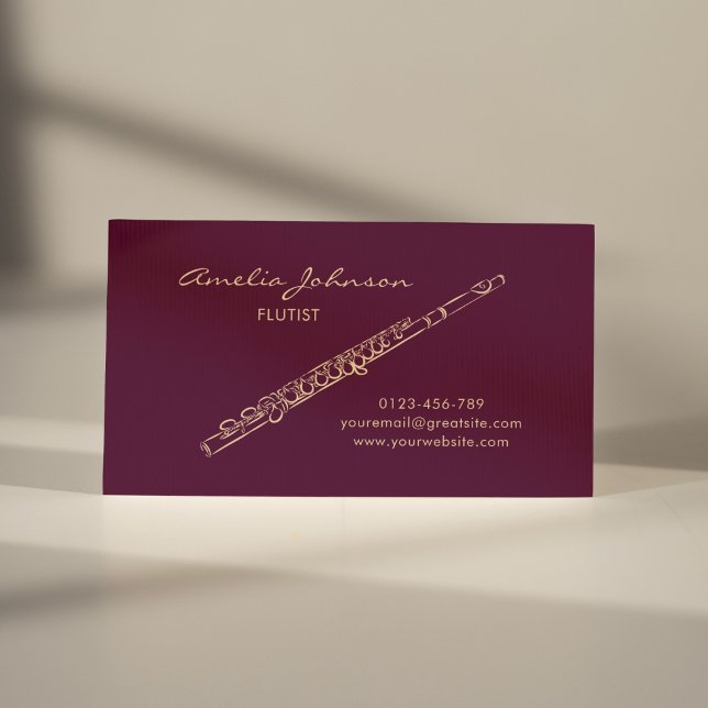 Tarjeta De Visita Flute Burgundy Elegant Profesional (Subido por el creador)
