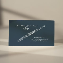 Tarjeta De Visita Flute Navy Blue Elegant Profesional
