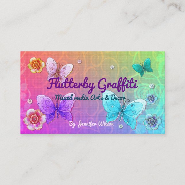 Tarjeta De Visita Flutterby Graffiti Jewled AERTIST VENDOR SHOP (Anverso)