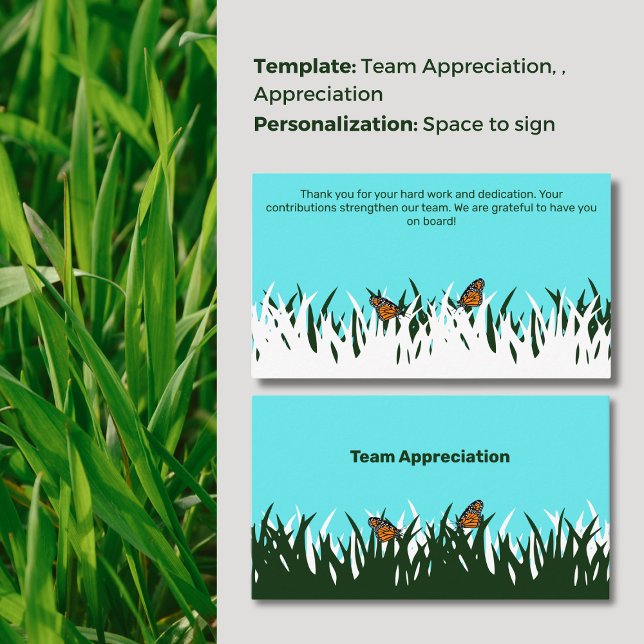 Tarjeta De Visita 🦋 🌿 Fluttering Gracias: Apreciación Del Equipo D (🦋🌿Fluttering Thanks: Team Appreciation Lawn Care Business Card Thank You Personalization Signature)
