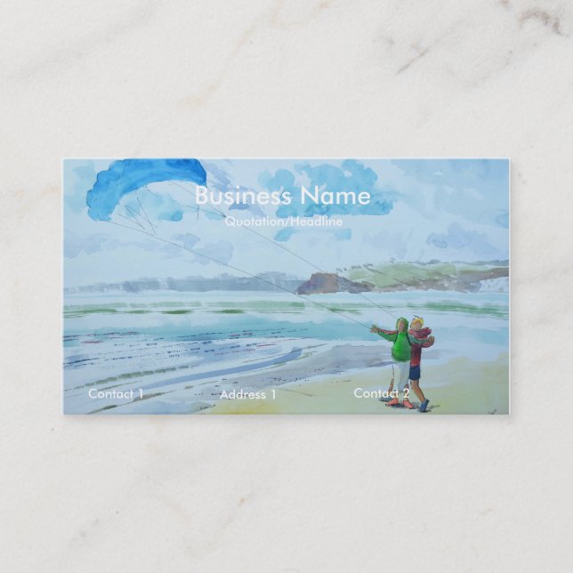 Tarjeta De Visita Flying a kite at the beach Painting Business Cards (Anverso)