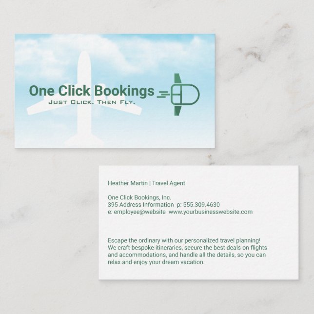 Tarjeta De Visita Flying Computer Mouse | Travel Agency (Anverso / Reverso)