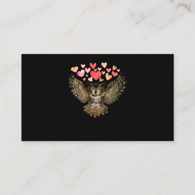 Tarjeta De Visita Flying Owl Love Bird Hearts (Anverso)