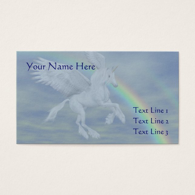 Tarjeta de visita Flying Unicorn Horse Rainbow (Frente)