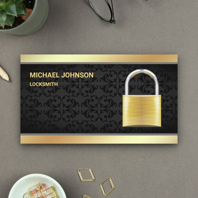 Tarjeta De Visita Foco moderno de candado de padlock de oro (Subido por el creador)