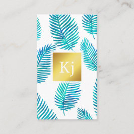 Tarjeta De Visita Foliage acuarela con oro