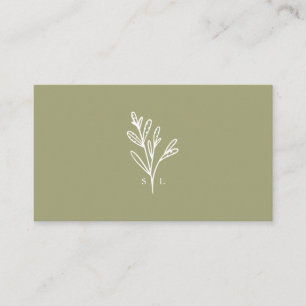 Tarjeta De Visita Foliage Botánico moderno de arte en línea Olive en