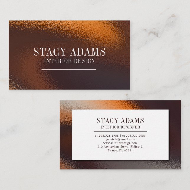 Tarjeta De Visita Foliage de bronce abstracto moderno (Anverso / Reverso)